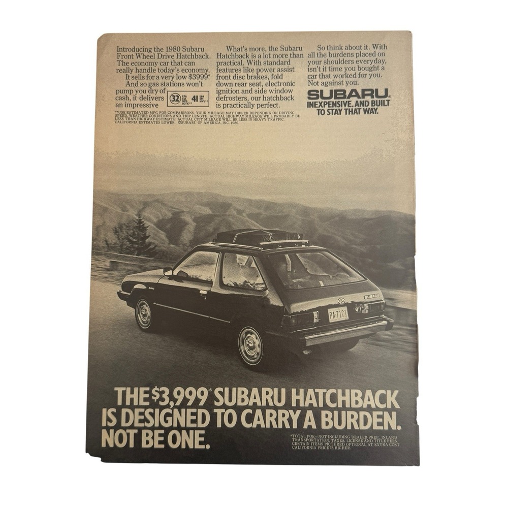 1980‎ Subaru Hatchback People Magazine Ad Page Vintage Advertisements